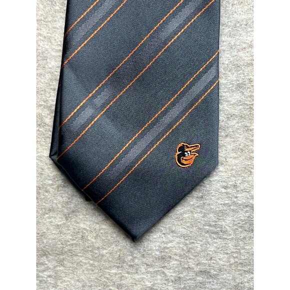 The Elev1N Other - The Elev1N Grey With Orange Pinstripe Baltimore Orioles Necktie